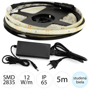 HomePRO Sada-5m 7271 LED pás so zdrojom, vodeodolný IP65, SMD2835, 12W/m, 5 m, studená biela