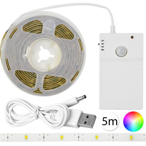 WinWin JH-313-05 RGB SMD2835 LED pásik so senzorom pohybu, 5m, 5W, DC5V